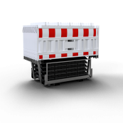 SET | with 20 panel fence | and 21 base plates | on twin pallet | with lamp adapter | with red/white foil, type RA1/A | type ob barrier NOX white